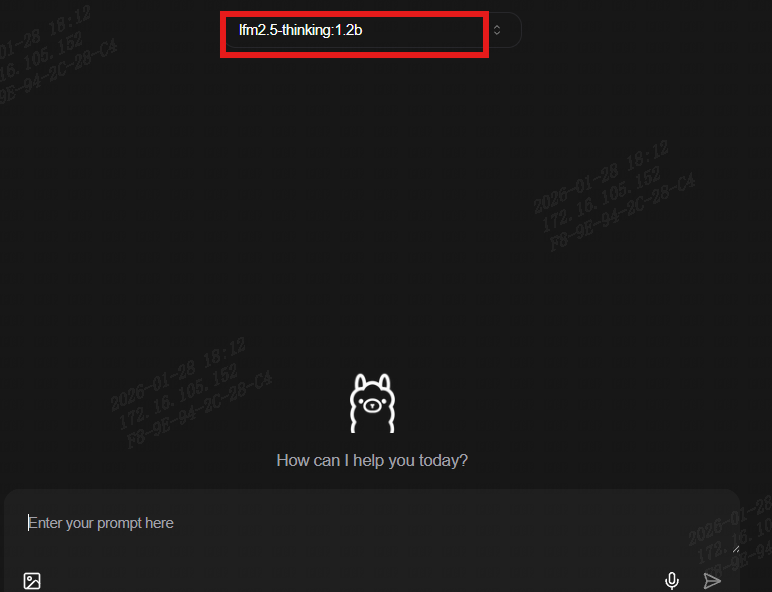 选择lfm2.5-thinking:1.2b模型